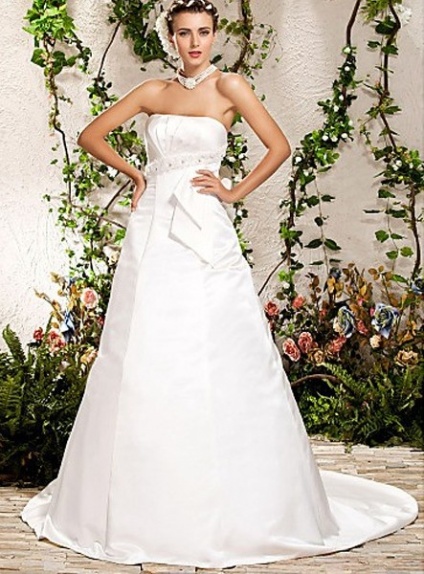 OLINA - A-line Strapless Chapel train Satin Wedding dress