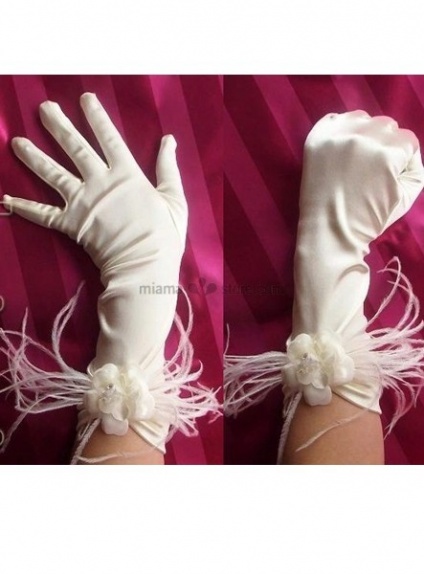 Satin Elbow length White Wedding gloves