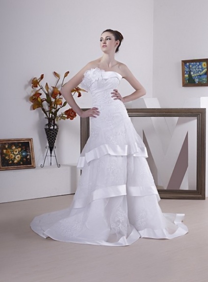 ADRIANNA - A-line Strapless Chapel train Organza Wedding dress