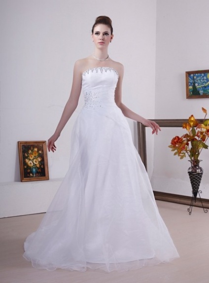 Vestito da sposa A-line in organza fine ed elegante