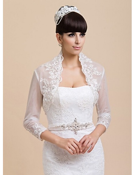Long Sleeves Lace Bridal jacket Wedding wrap