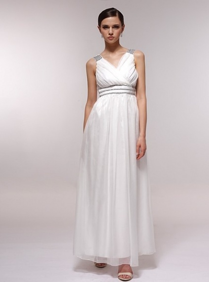 FANNY - Bridesmaid Cheap Princess Floor length 30D Chiffon Halter Wedding Party Dress