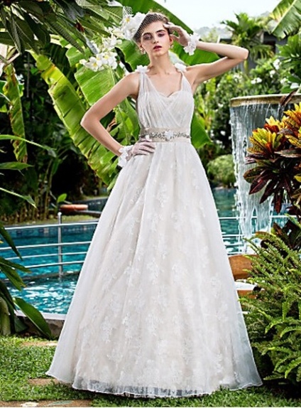CAROL - A-line Sweetheart Floor length Tulle Lace Wedding Dress