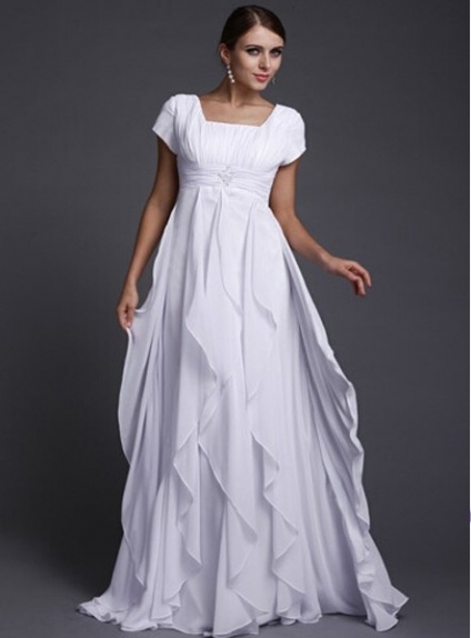 SILVIA - A-line Empire waist Floor length Chiffon Square neck Wedding Dress