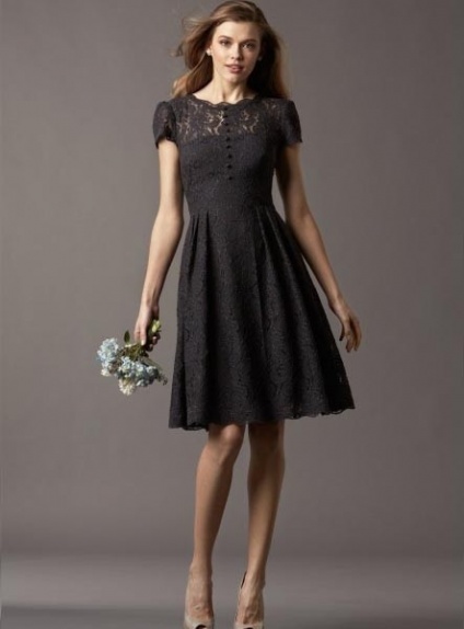 WENDY - Bridesmaid A-line Knee length Lace Low round/Scooped neck Wedding Party Dress