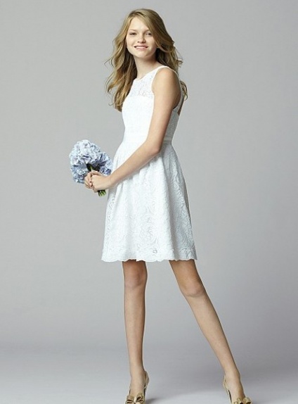 MILDRED - Bridesmaid A-line Short/Mini Lace High round/Slash neck Wedding Party Dress