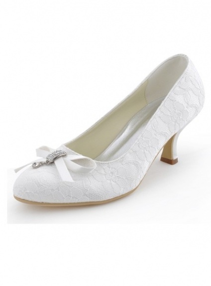 Round toe Satin Rubber sole Wedding shoes