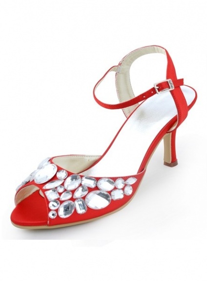 Peep toe Satin Rubber sole Wedding shoes