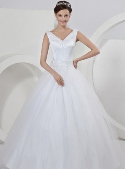 BROOKLYN - A-line V-neck Floor length Satin Wedding Dress