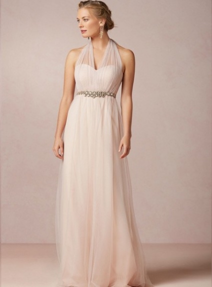 BRANDY - Bridesmaid A-line Floor length Tulle Halter Wedding party dress