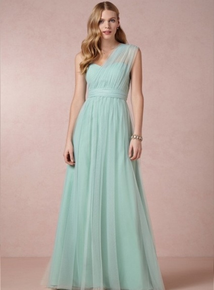 ELLIS - Bridesmaid A-line Floor length Tulle One shoulder Wedding party dress