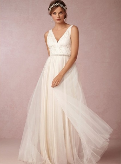 CINDY - A-line V-neck Floor length Tulle Lace Wedding dress