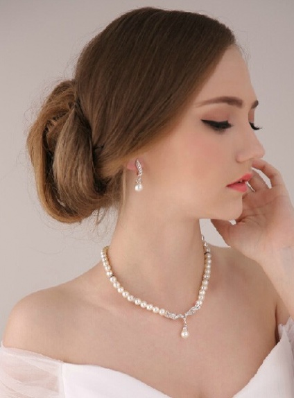 partito gioielli Set Ballo Collana di perle bianche effetto Bracciale Orecchino Sposa 