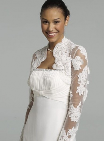 White Long sleeves Lace Bridal jacket Wedding wrap
