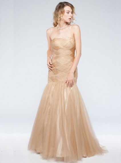 A-line Trumpet/Mermaid Floor length Tulle Strapless Wedding dress