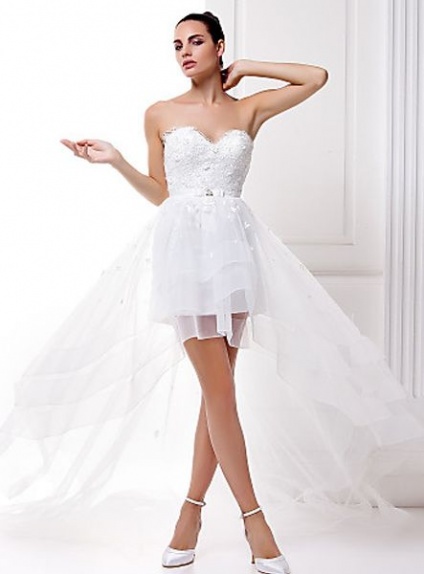 Short Sweetheart Asymmetrical Organza Wedding dress