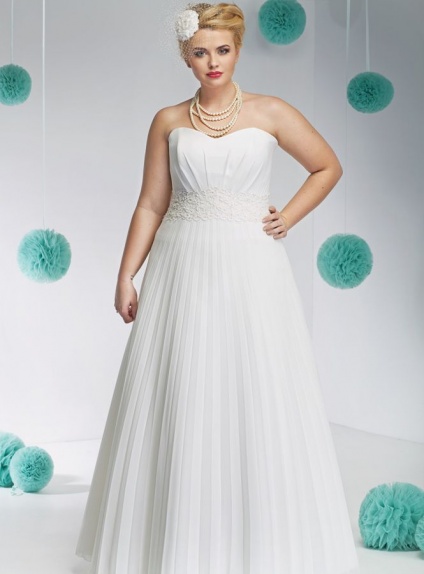 A-line Sweetheart Floor length Chiffon Wedding dress