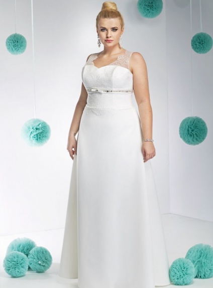 A-line Sweetheart Empire waist Floor length Satin Lace Wedding dress