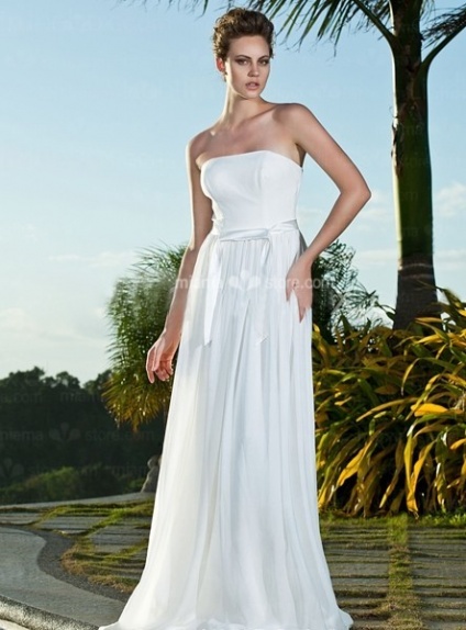 SYLVIA - A-Line Strapless Cheap Floor length Chiffon Wedding dress
