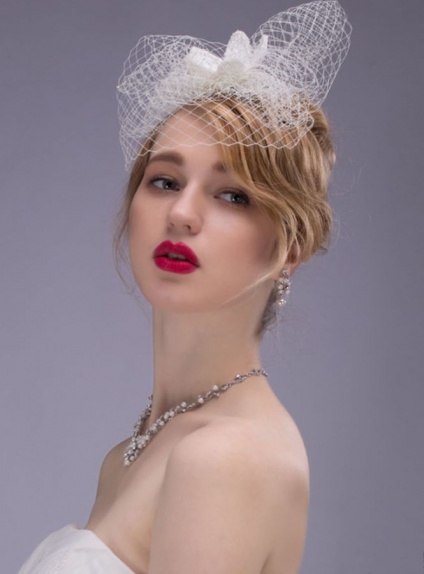 Photo color Tulle Imitation pearl Wedding Bridal Headpiece
