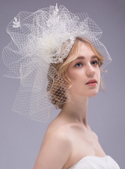 Photo color Tulle Imitation pearl Lace Wedding Bridal Headpiece