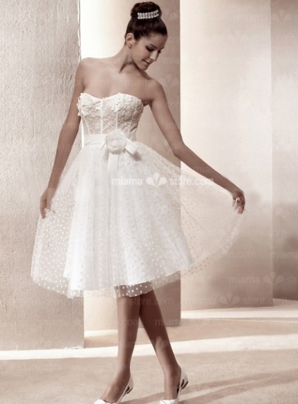 SUNDY - A-Line Sweetheart Cheap Knee length Tulle Wedding dress
