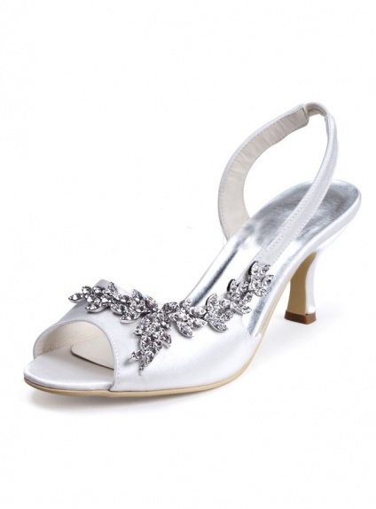 Peep toe Satin Rubber sole Wedding shoes