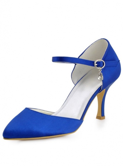 Scarpe Sposa e Cerimonia Semplici Blu o altri colori con cinturino caviglia