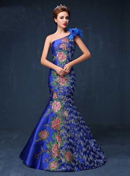 Elegant dresses Trumpet/Mermaid Chapel train Satin One shoulder Occasion dress
