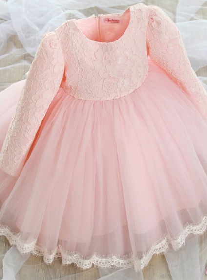 Christening Gowns A-line Tulle High round/Slash neck Wedding party dress