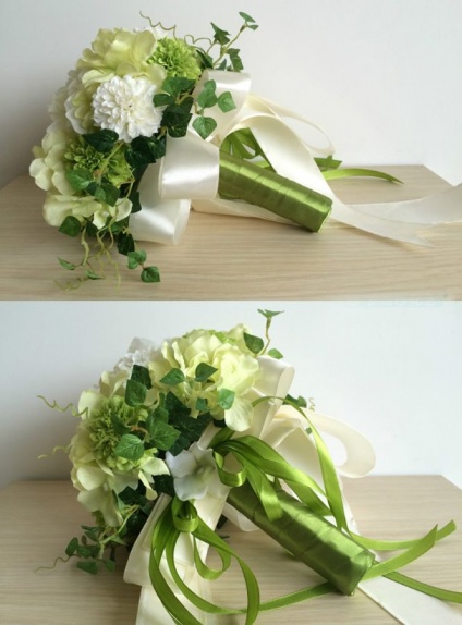 Bouquet Sposa verde e bianco finto online