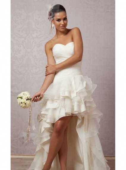 A-line Sweetheart Asymmetrical Organza Taffeta Wedding dress