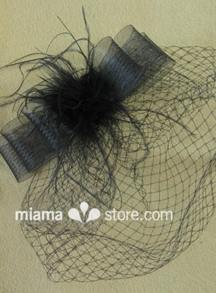 Black Feather Tulle Wedding Bridal Headpiece
