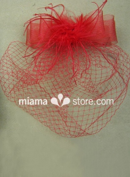 Red Feather Tulle Wedding Bridal Headpiece