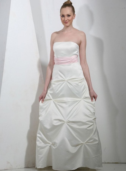 A-line Strapless Floor length Satin Wedding dress