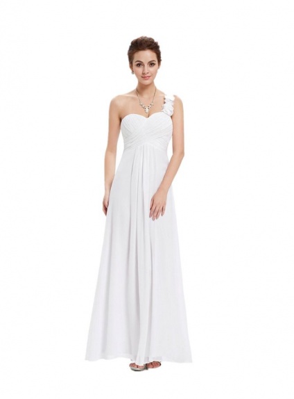 Bridesmaid A-line Floor length Chiffon One shoulder Wedding Party Dress
