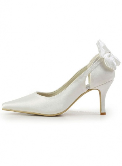 Pointed toe Satin Rubber sole Wedding shoes