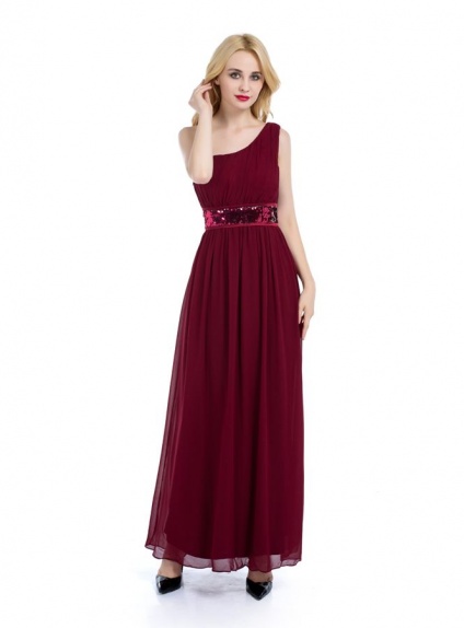 Bridesmaid A-line Ankle length Chiffon One shoulder Wedding Party Dress