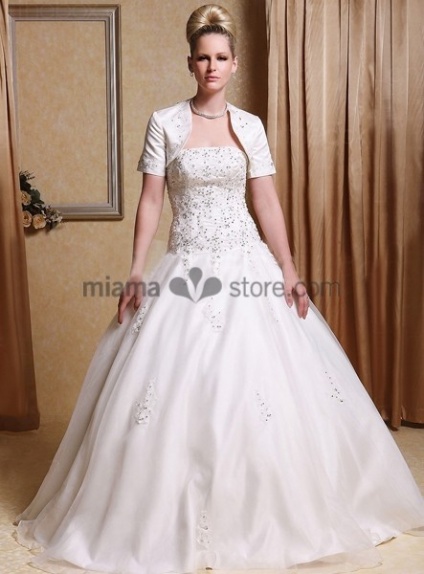 NOUR - A-line Strapless Floor length Satin Wedding dress