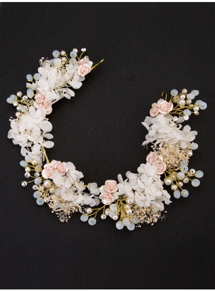 Bridal flowers and pearls Headband