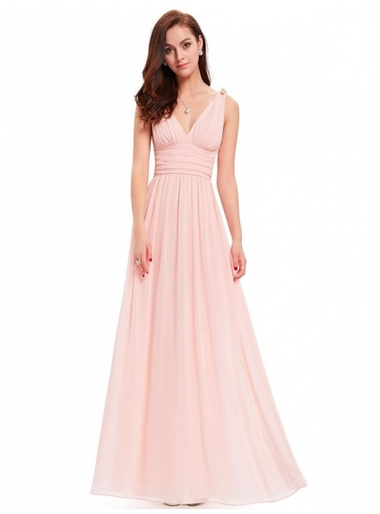 Vestito da cerimonia semplice ed economico rosa perla per damigelle matrimonio