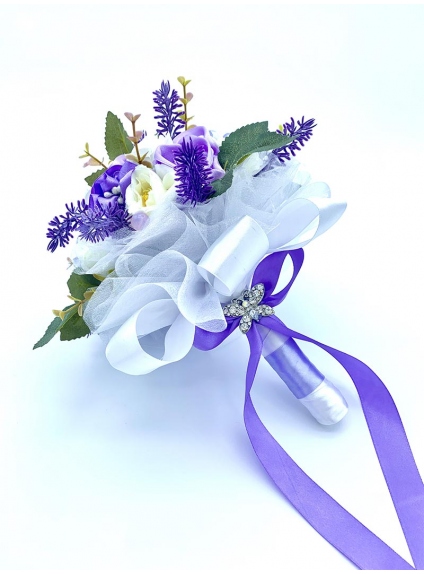 copy of Bouquet artificiale fatto a mano con fiori di tessuto fucsia e rosa