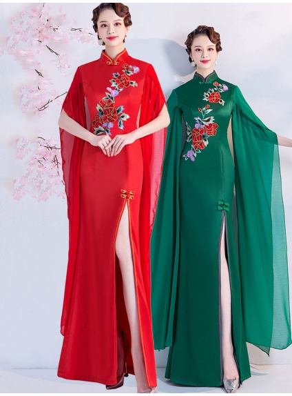 Vestito lungo tradizionale orientale rosso o verde