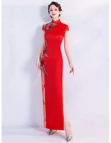 Traditional oriental formal dresses called cheongsam or qipao are