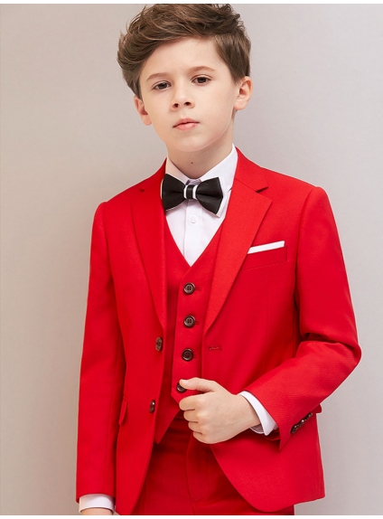 Red elegant boy ring bearer suit
