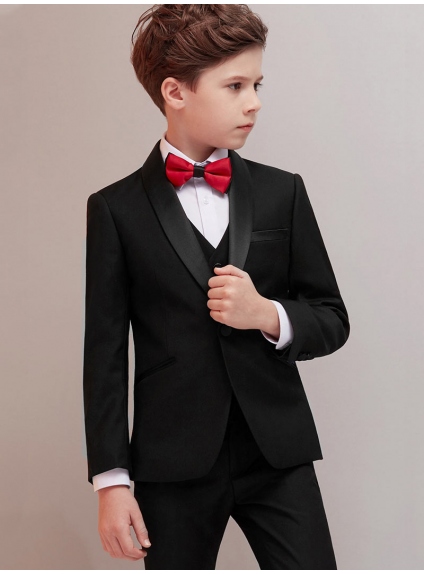 Black elegant boy ring bearer smoking suit