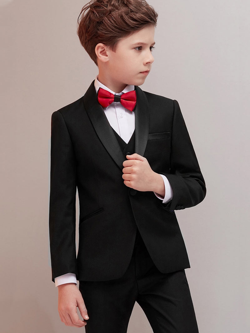 Black elegant boy ring bearer smoking suit
