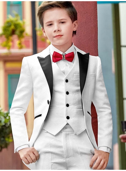 White and black elegant boy ring bearer tailcoat