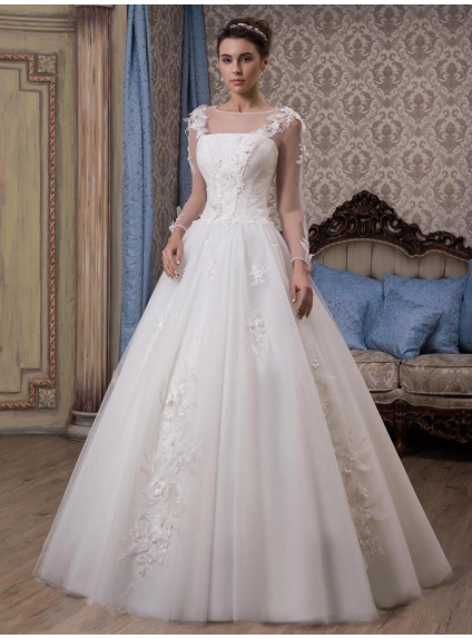 Long sleeves Classic made to measurement online wedding gown