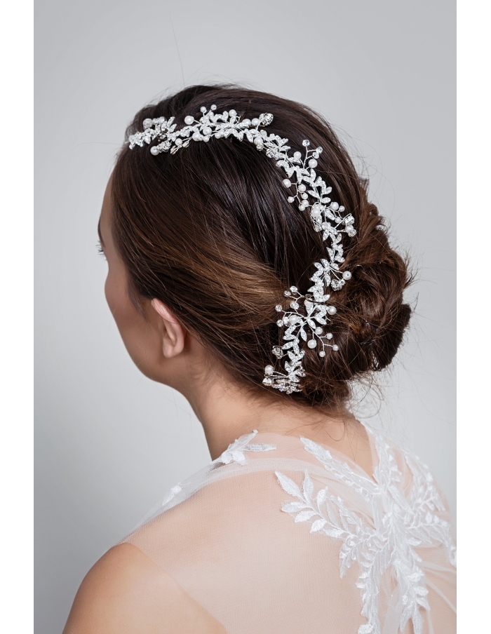 Silver or gold bridal hair vine